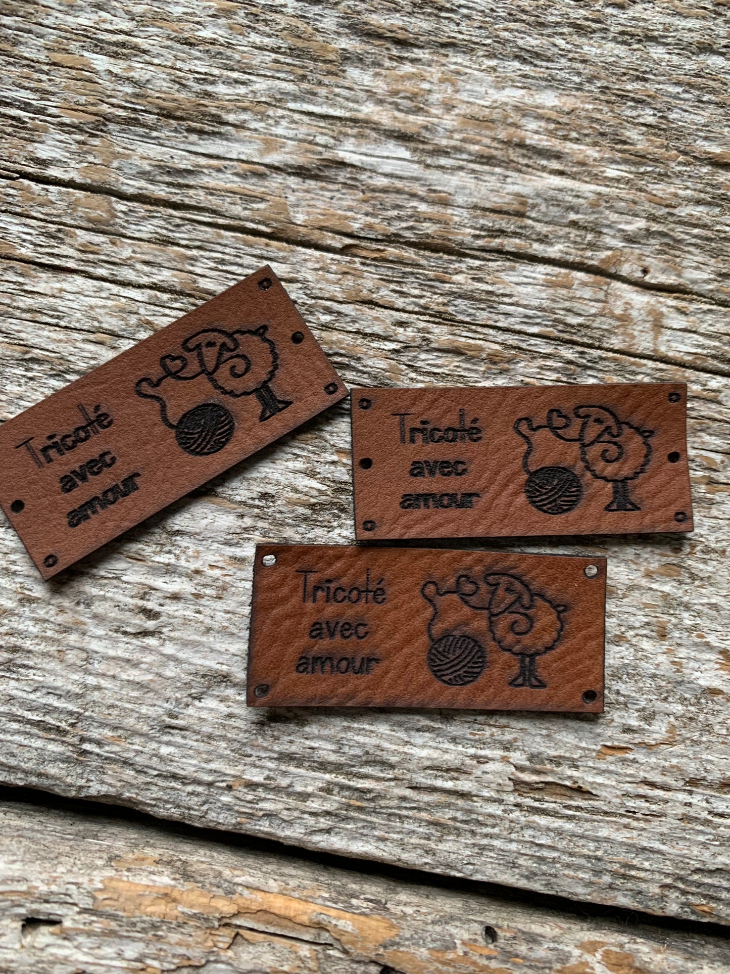 Étiquettes à projet de cuir - Tricoté avec amour + mouton