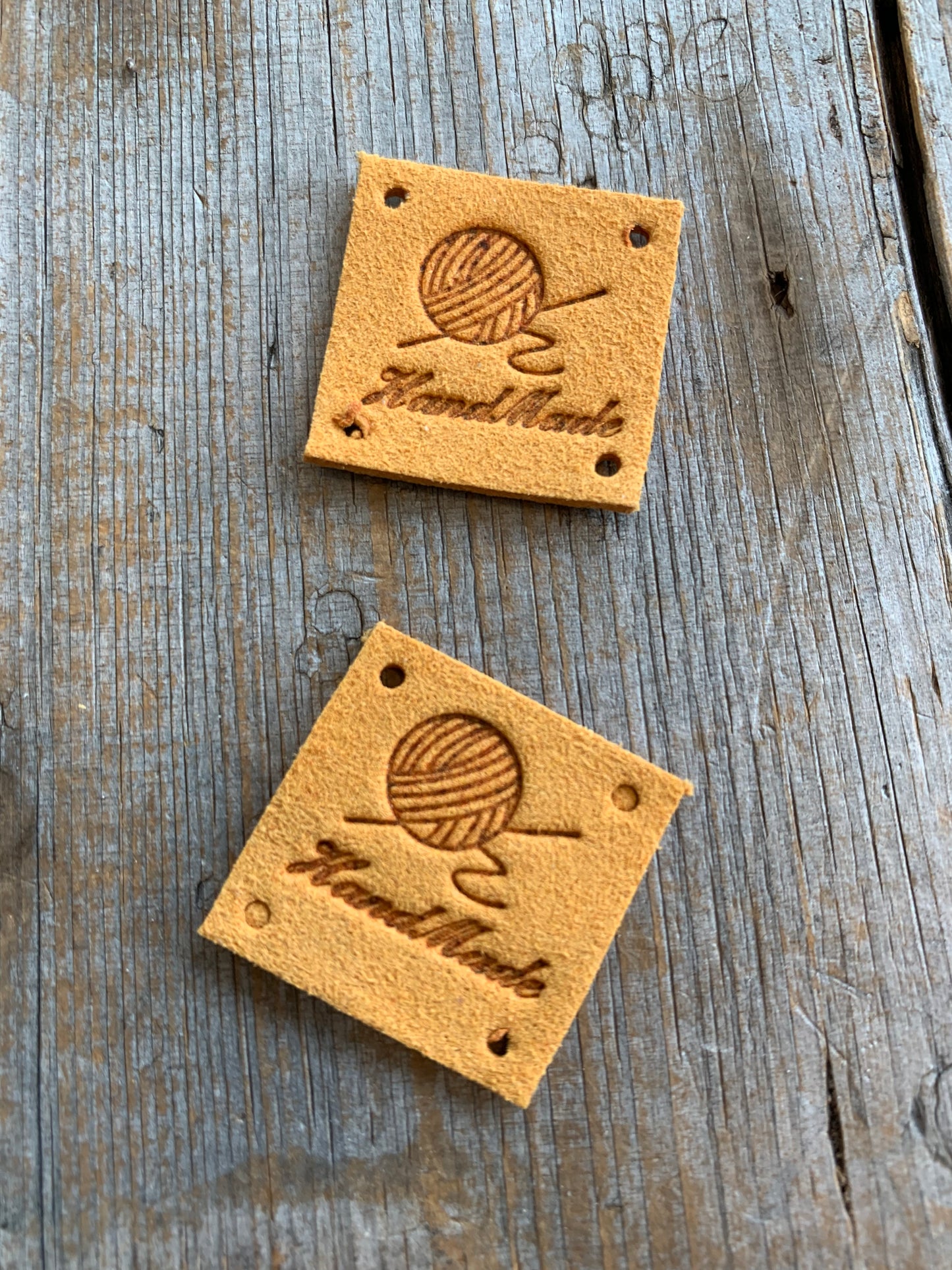 Étiquettes à projet - Handmade & balle de laine CARRÉ 2,5cm