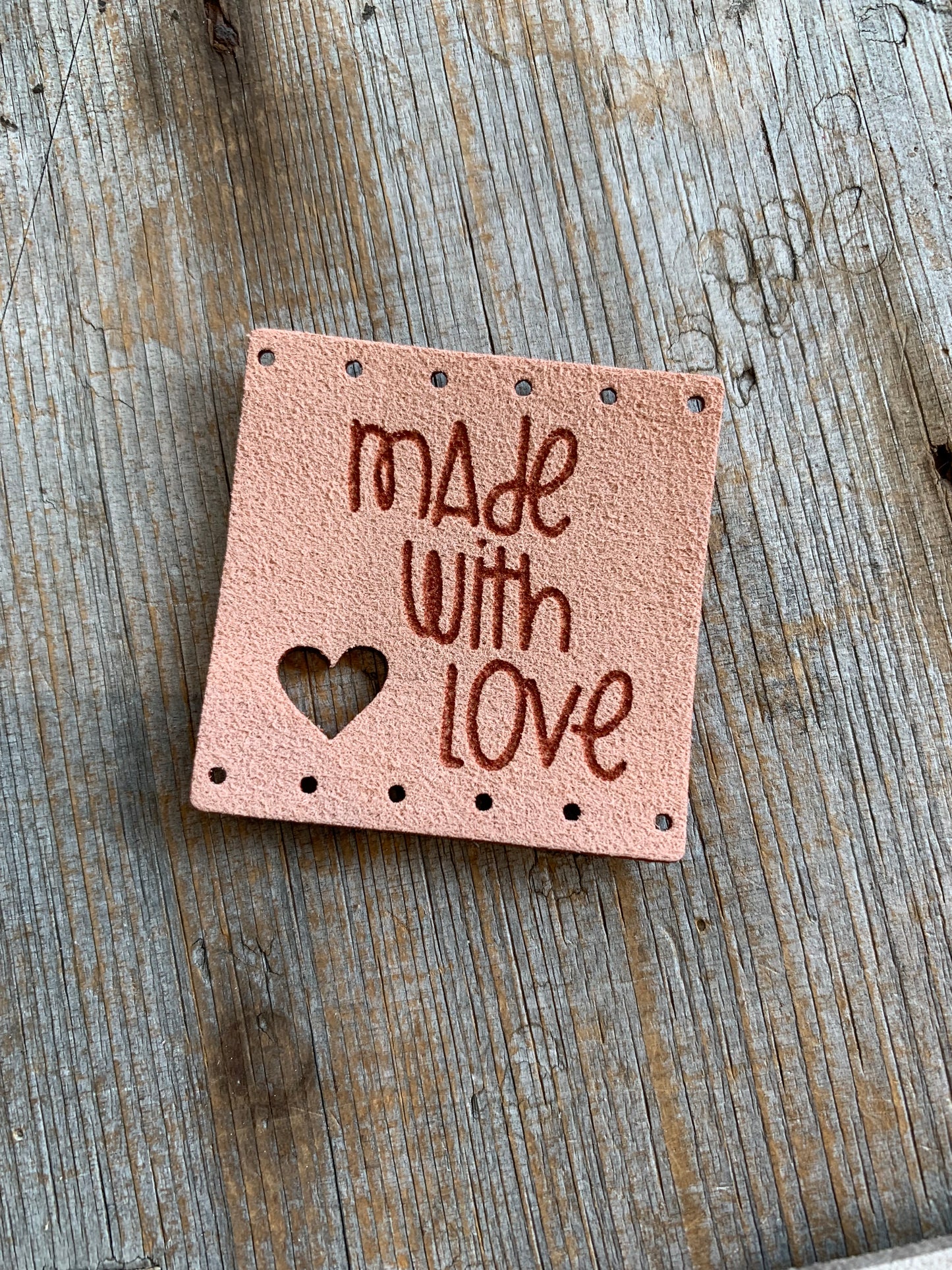 Étiquettes à projet - Made With Love & coeur CARRÉ 3,5cm