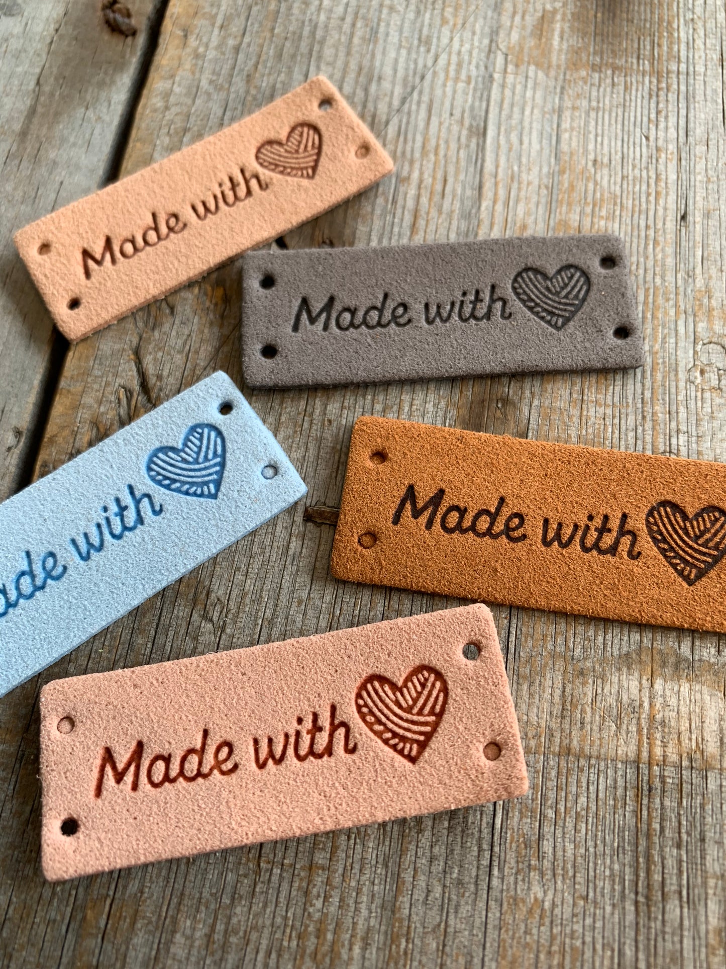Étiquettes à projet - Made With & coeur balle de laine