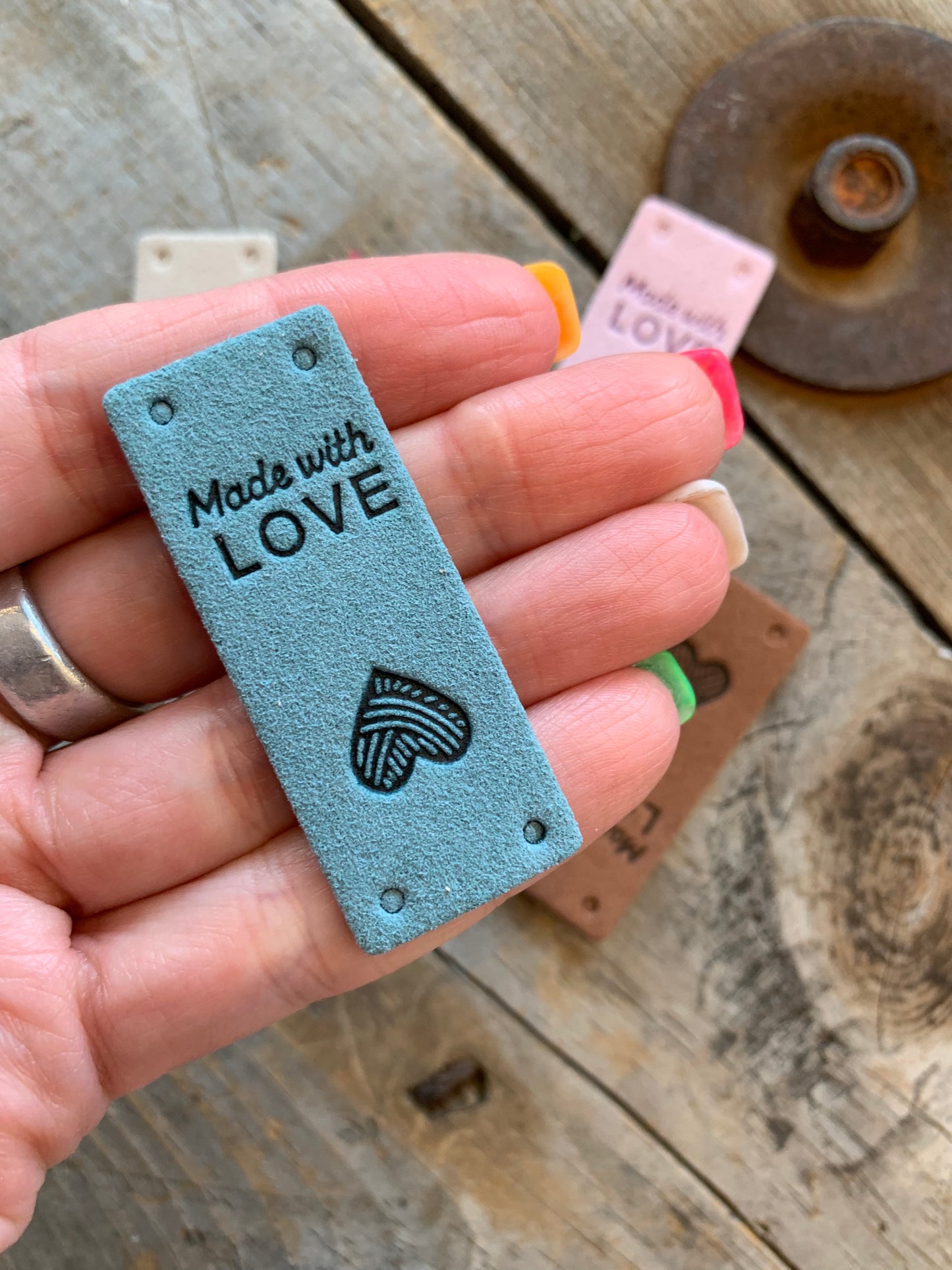 Étiquettes à projet - Made With Love & coeur balle de laine