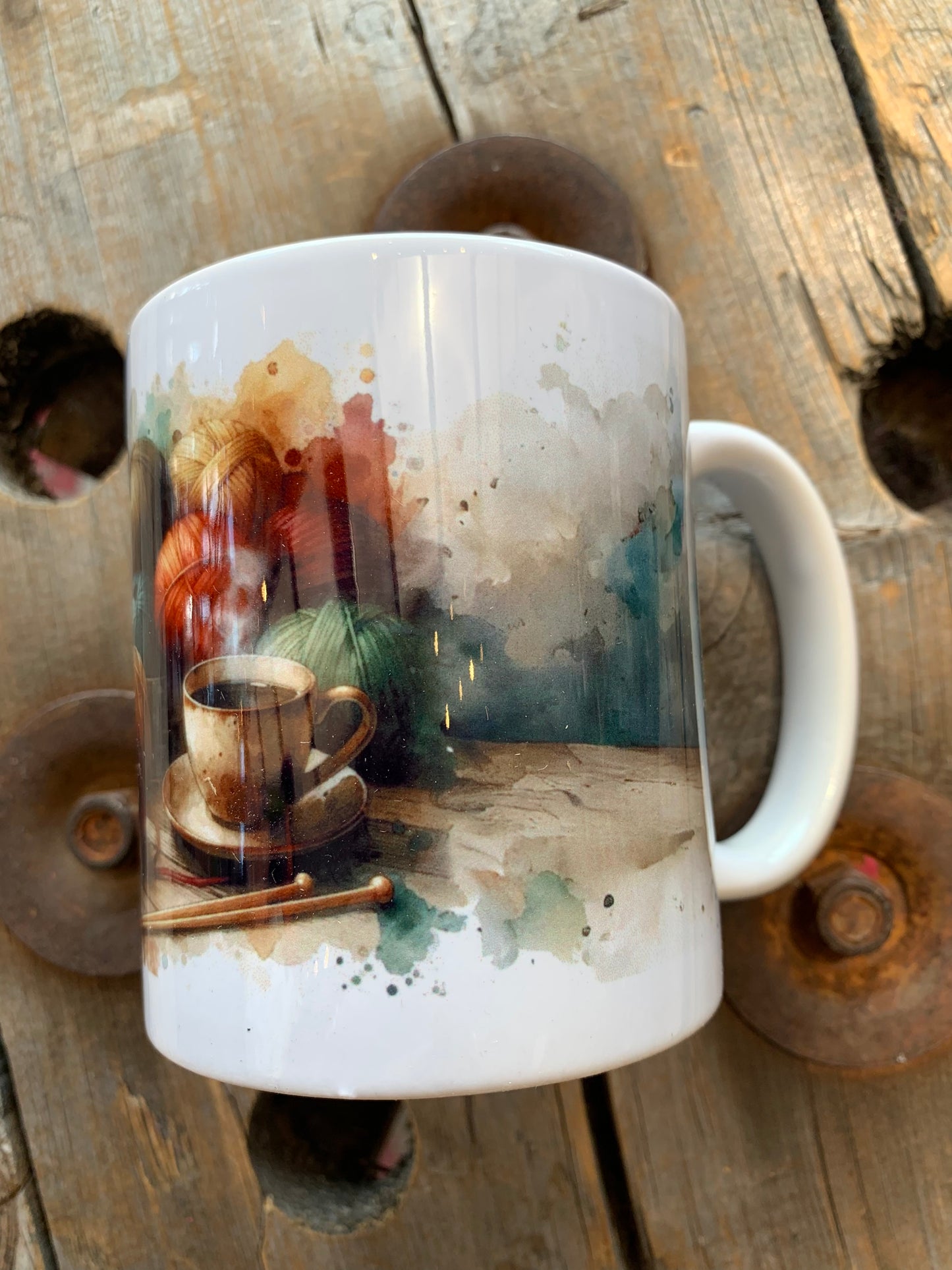 Tasse Balles de laine + tricot :)