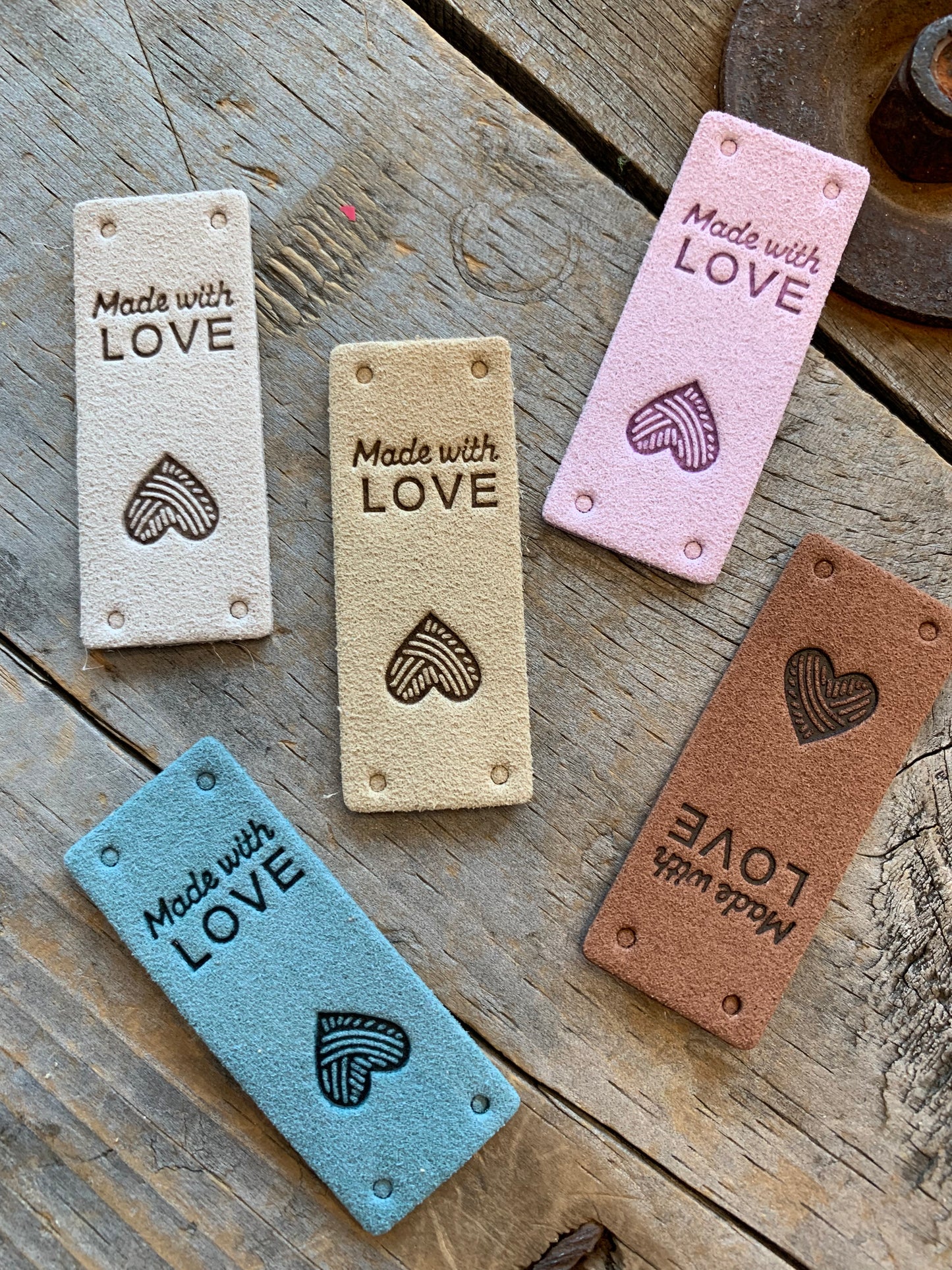 Étiquettes à projet - Made With Love & coeur balle de laine