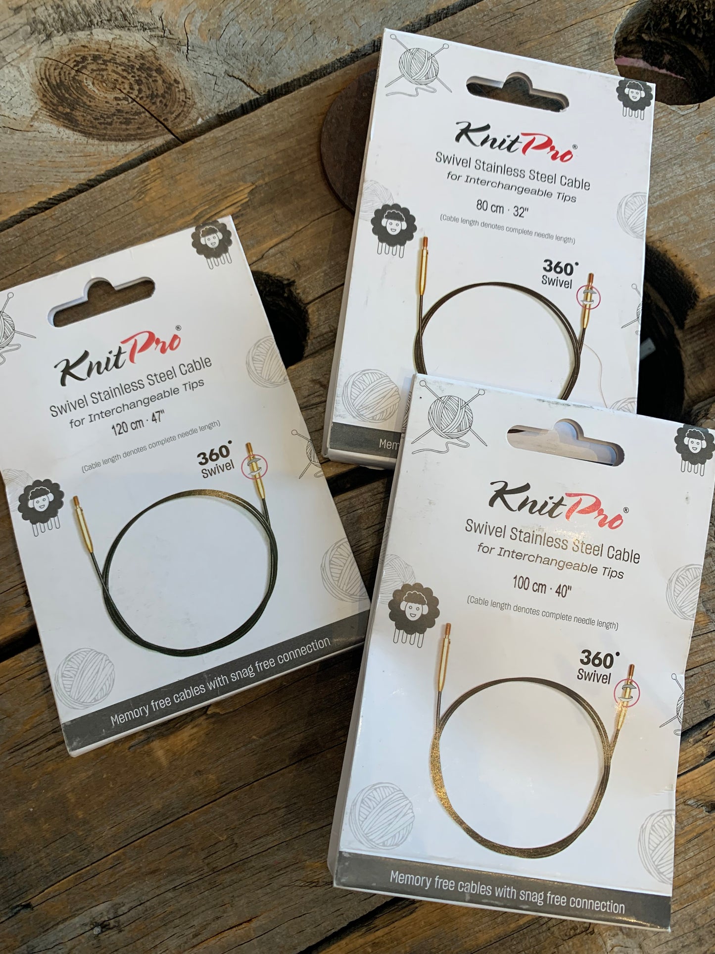 Knit Pro (Knitter’s Pride) - Câbles SWIVEL 360 pour aiguilles interchangeables / Interchangeable needle cord