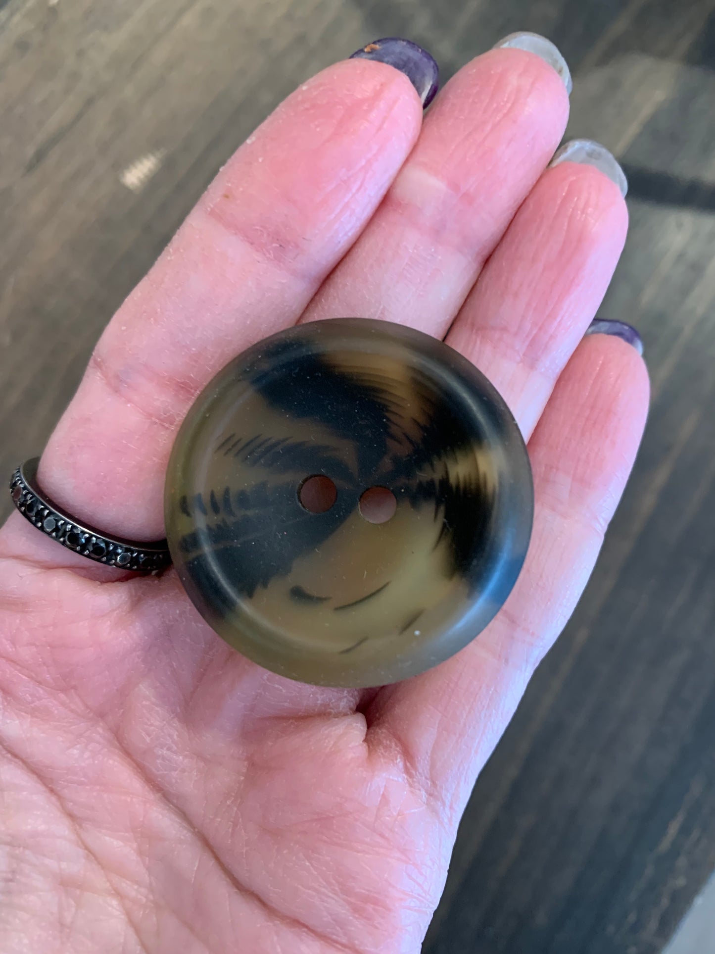 LIQUIDATION- Gros Bouton vert olive et vert pâle 4 cm / Olive and pale green button 1,6''
