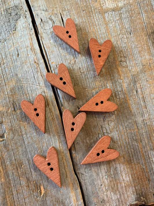Boutons Coeur en bois foncés