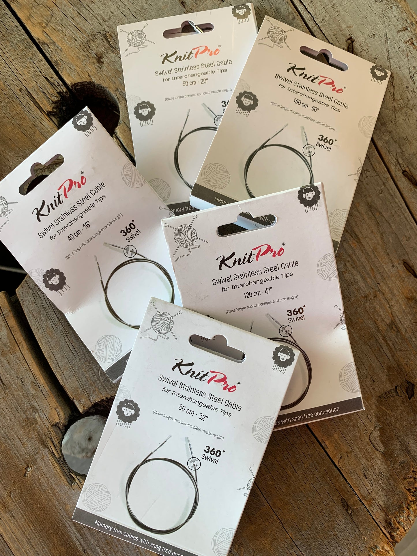 Knit Pro (Knitter’s Pride) - Câbles SWIVEL 360 pour aiguilles interchangeables / Interchangeable needle cord