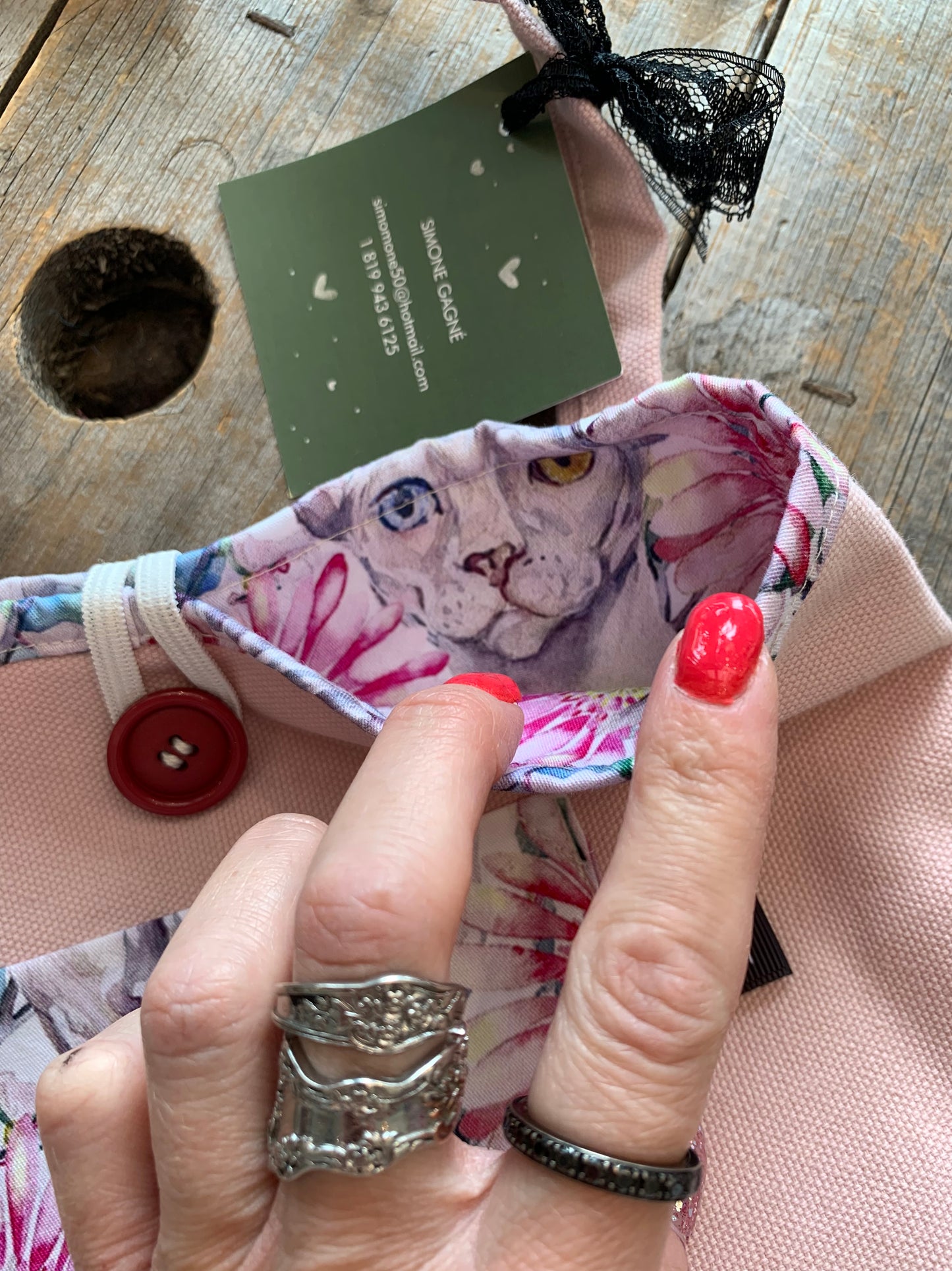 Sac à projet par Simone Gagné - Chats & fleurs