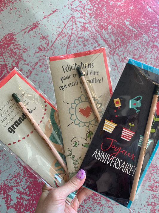 Cartes de souhaits avec crayon à planter par Mine de Rien