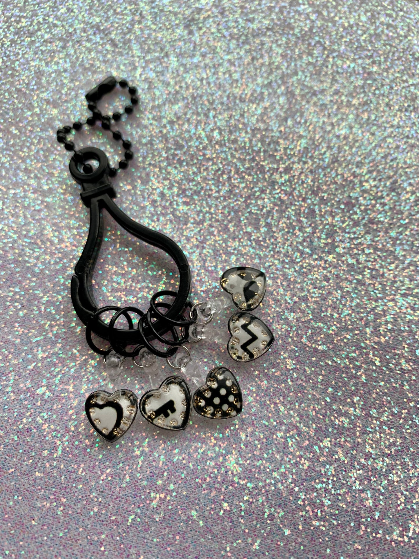 Marqueurs de mailles Coeurs noirs & blancs