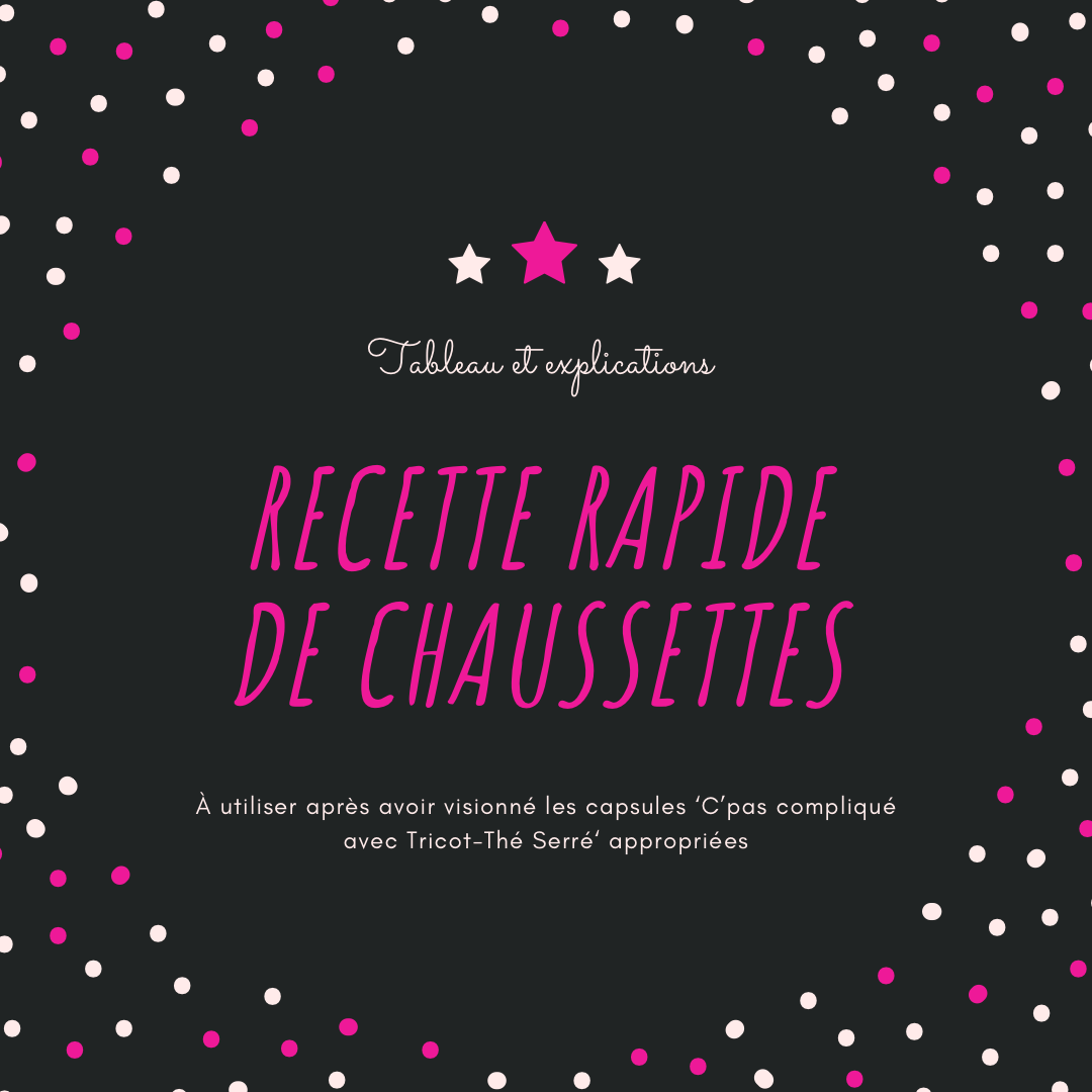 Recette ‘rapide’ de chaussettes - patron PDF seulement