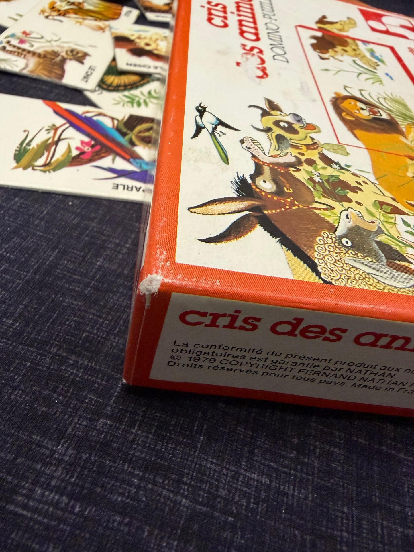 Cris des animaux Nathan 1979 – Domino-Puzzle vintage – Jeu éducatif français – 28 pièces complet