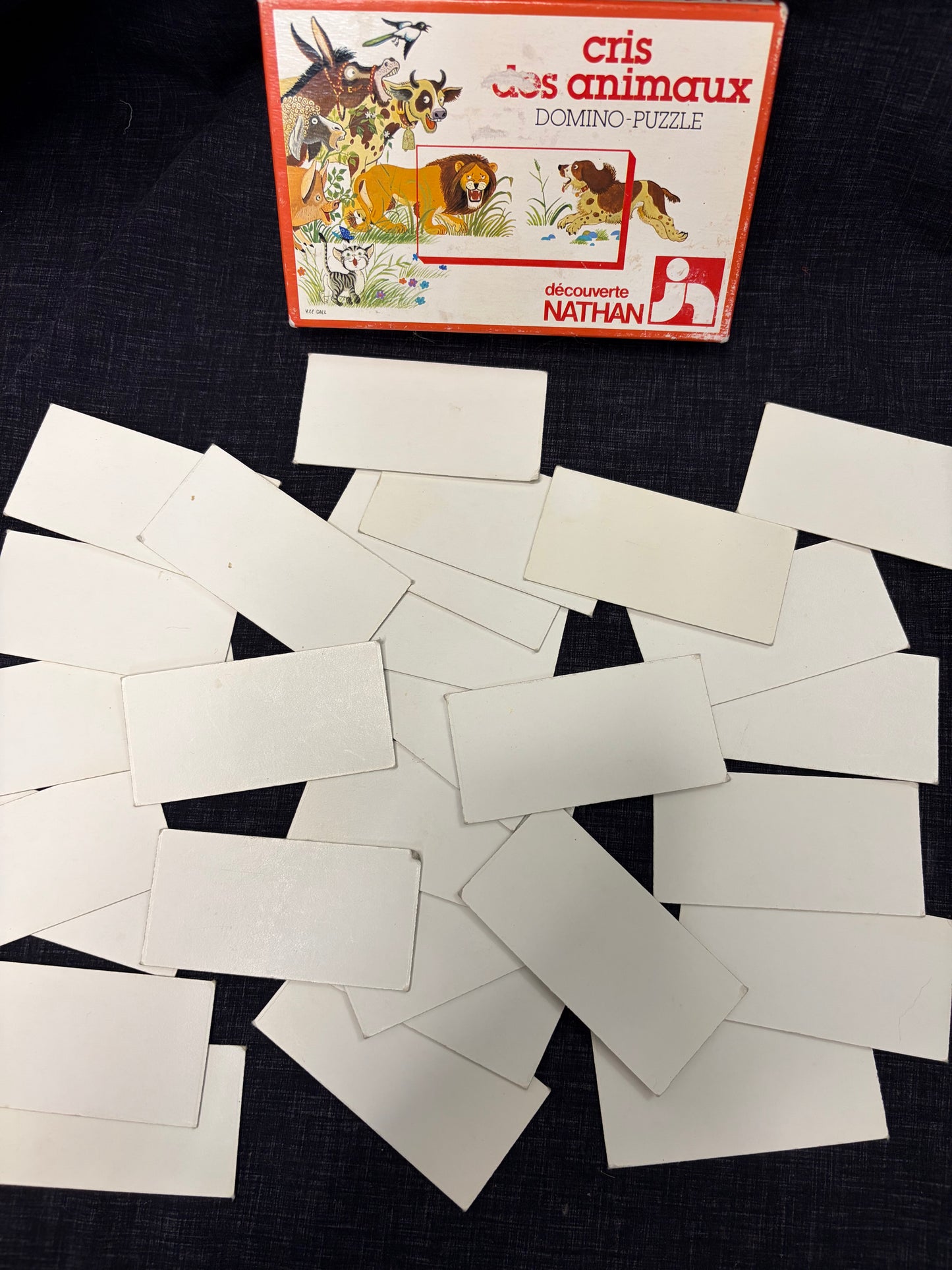 Cris des animaux Nathan 1979 – Domino-Puzzle vintage – Jeu éducatif français – 28 pièces complet