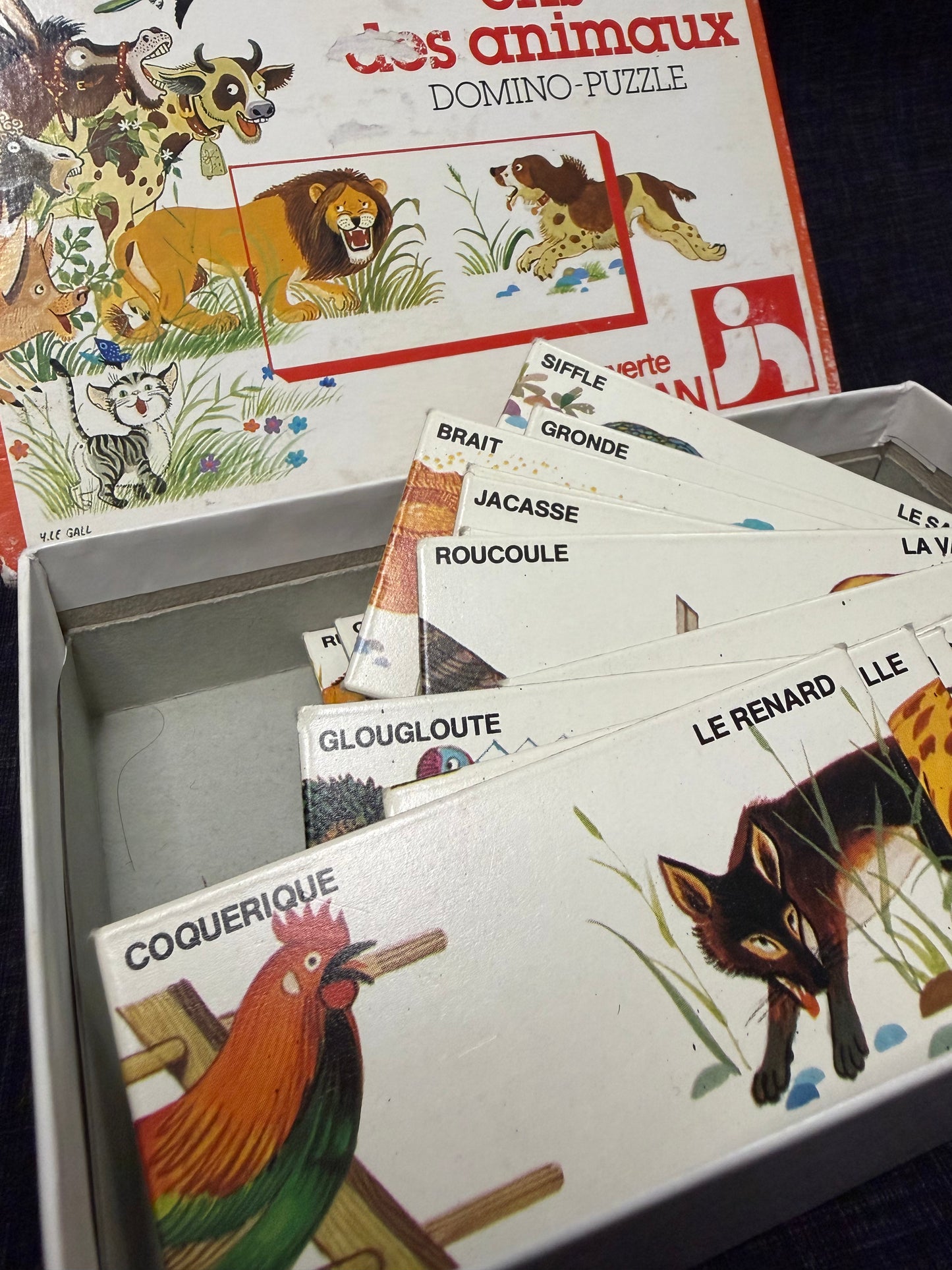 Cris des animaux Nathan 1979 – Domino-Puzzle vintage – Jeu éducatif français – 28 pièces complet