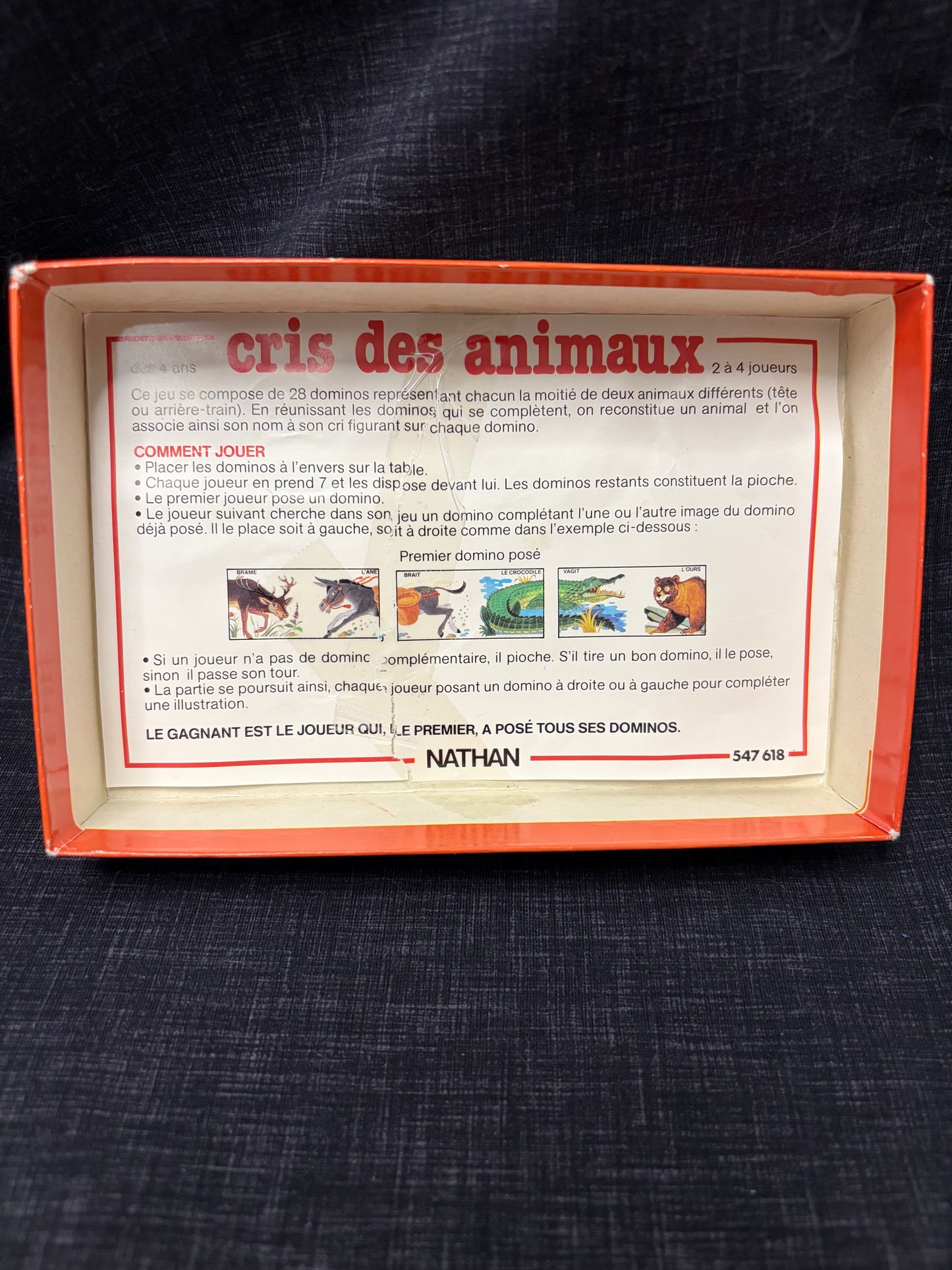 Cris des animaux Nathan 1979 – Domino-Puzzle vintage – Jeu éducatif français – 28 pièces complet