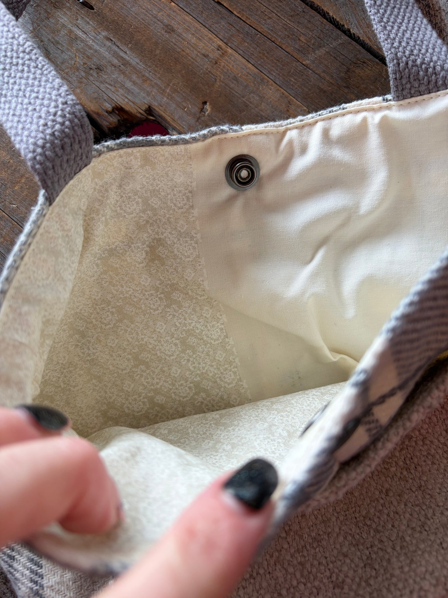Sac à projet par Simone Gagné - Gris Étiquette Tulipes