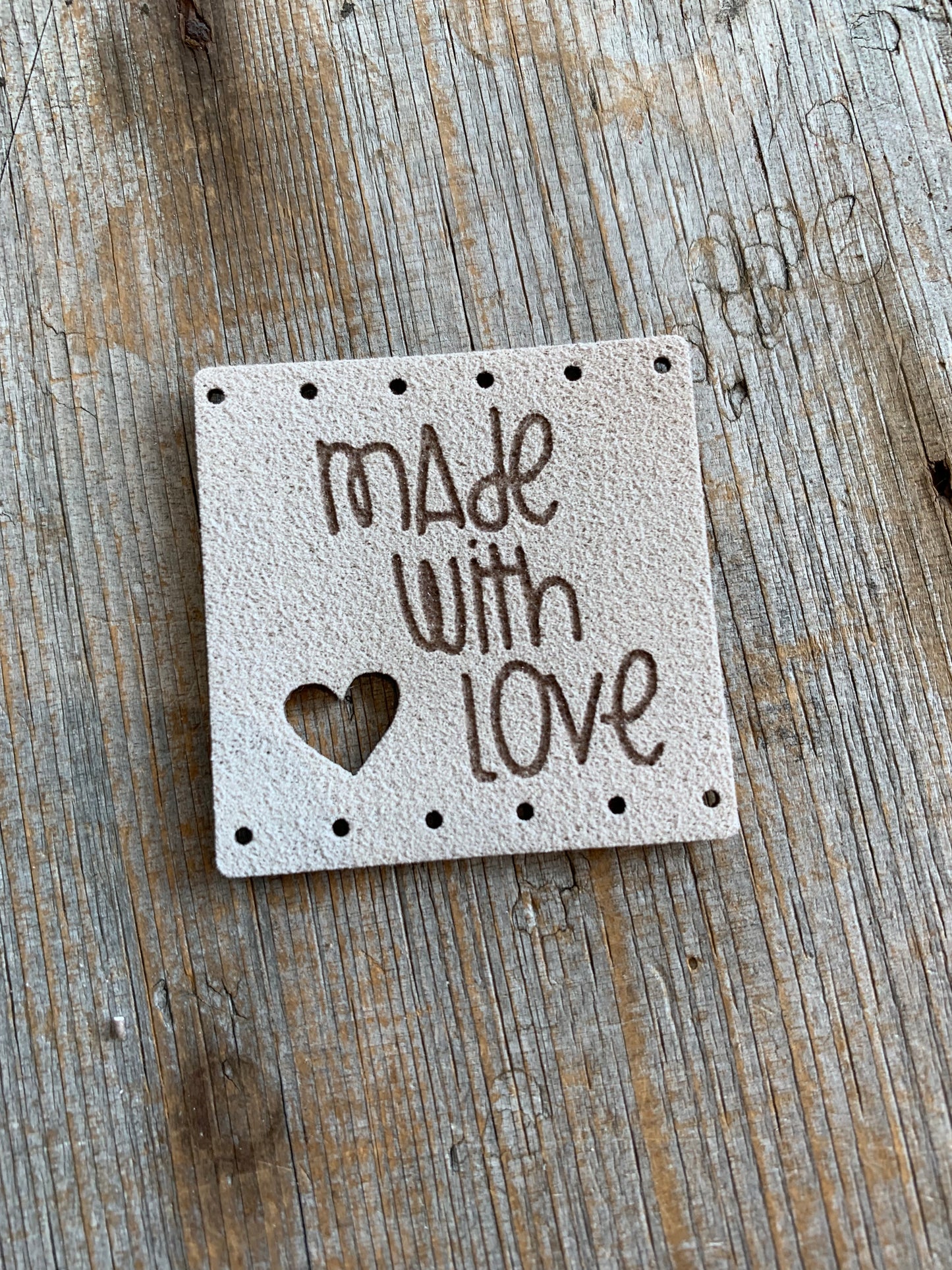 Étiquettes à projet - Made With Love & coeur CARRÉ 3,5cm