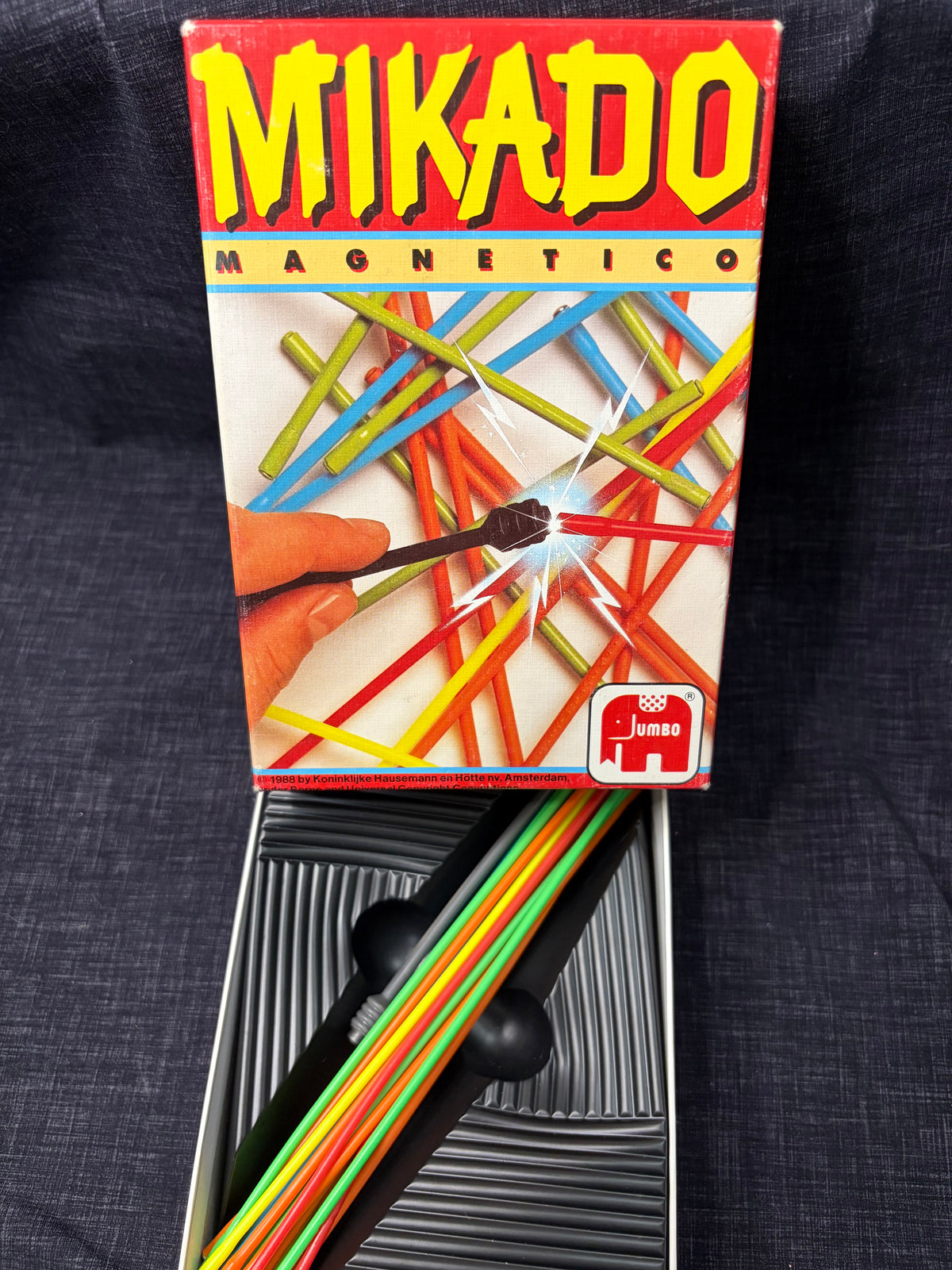 Mikado Magnetico Jumbo 1988 – Jeu vintage de bâtonnets magnétiques – Presque complet - 1 bâtonnet manquant