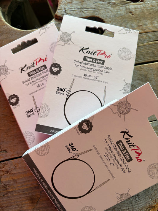 Knit Pro (Knitter’s Pride) - Câbles Thin & Flex pour aiguilles interchangeables / Interchangeable Thin & Flex needle cord
