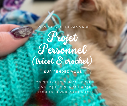 DÉPANNAGE SUR RENDEZ-VOUS - Tricot & Crochet -  ‘Projet Personnel’