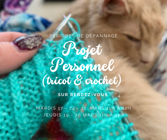DÉPANNAGE SUR RENDEZ-VOUS - Tricot & Crochet -  ‘Projet Personnel’