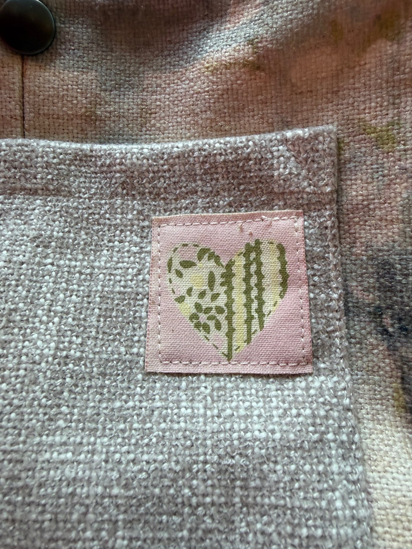 Sac à projet par Simone Gagné - vert - Gris Étiquette Coeur