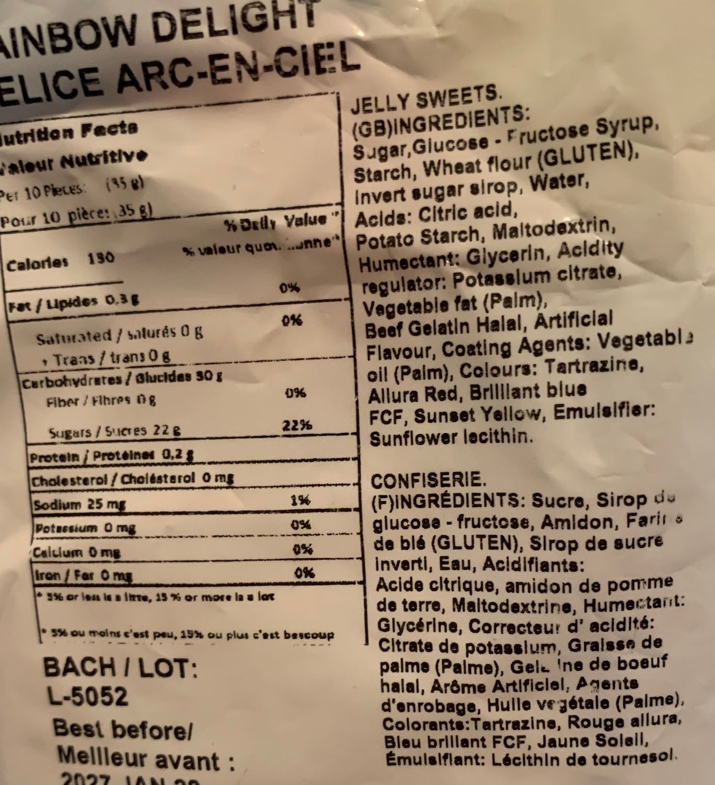 Bouchées de réglisses câbles arc-en-ciel - 150 gr