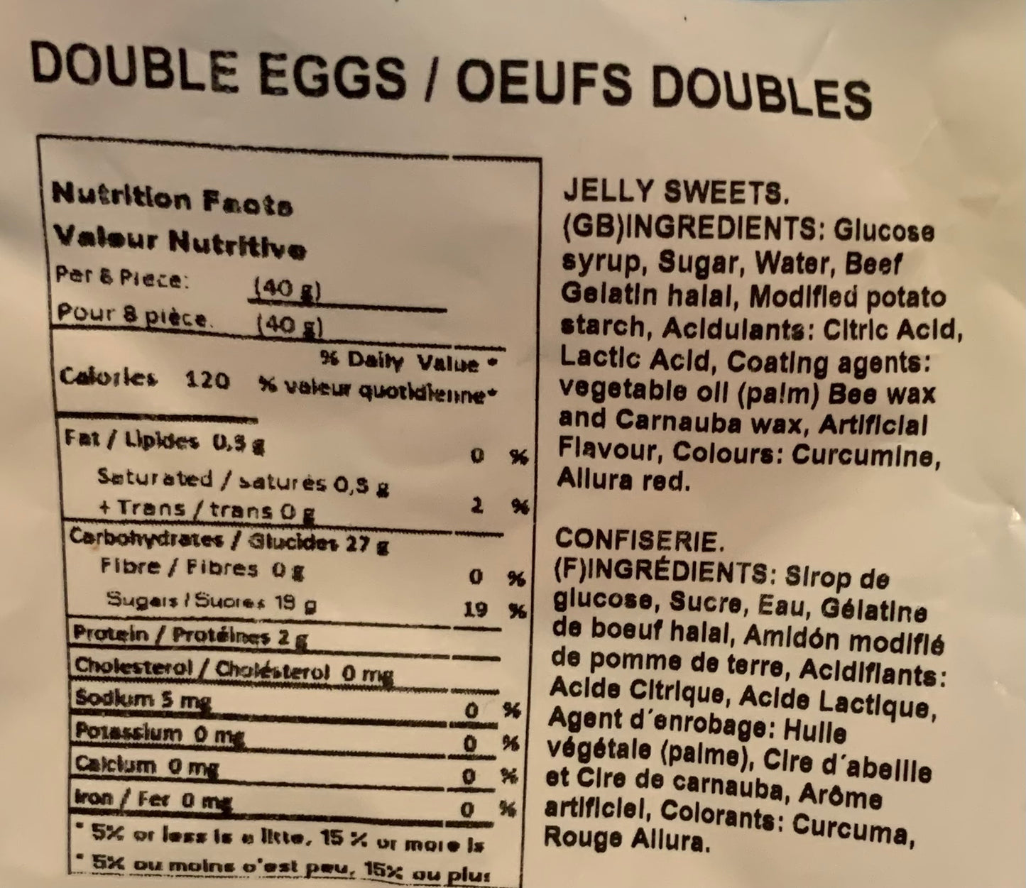 Oeufs doubles - 150 gr