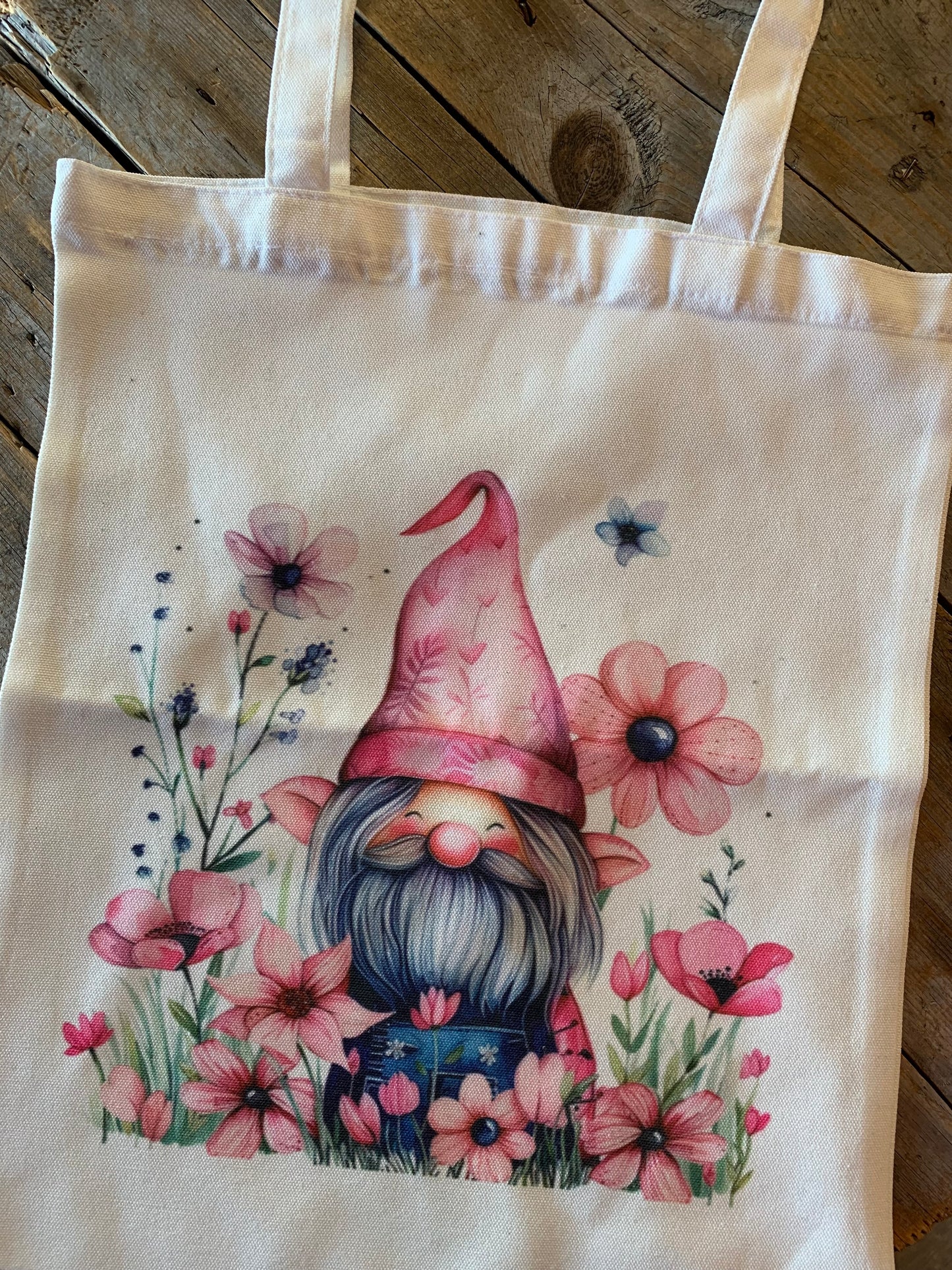 Sac ‘tote-bag’  Gnome Fleurs roses